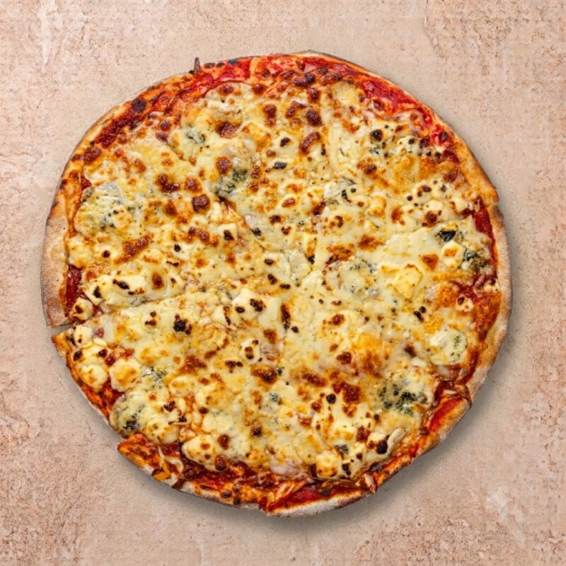 Pizza vier kazen Feta, gorgonzola, mozzarella, goudakaas.